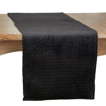 SARO 16 x 72 in. Pinsonic Velvet Oblong Table Runner, Black 9036.BK1672B